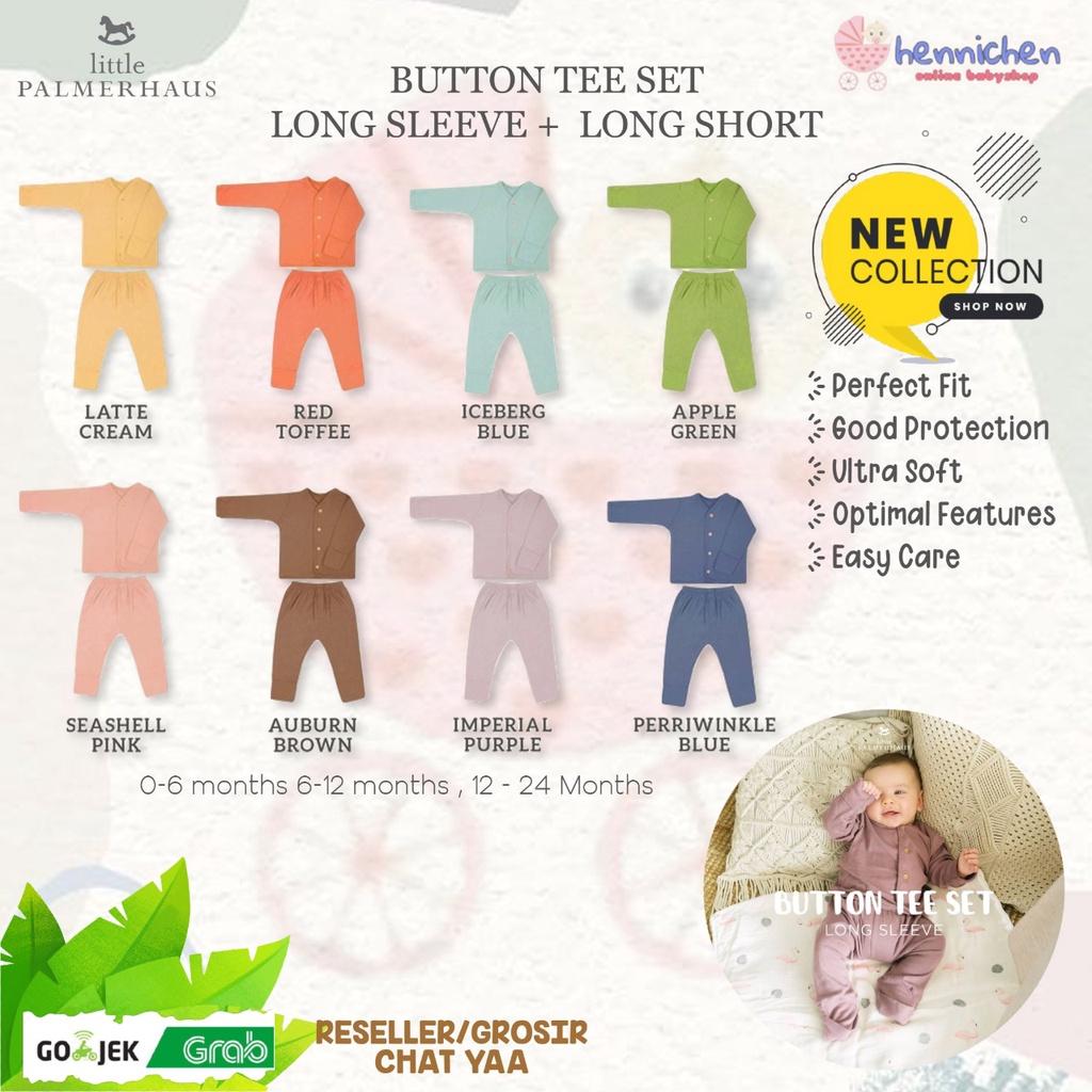 PROMO 7.7 PROMO BAJU LEBARAN Little Palmerhaus Button Tee Long Sleeve Setelan piyama anak  / Setelan baju bayi / baju anak