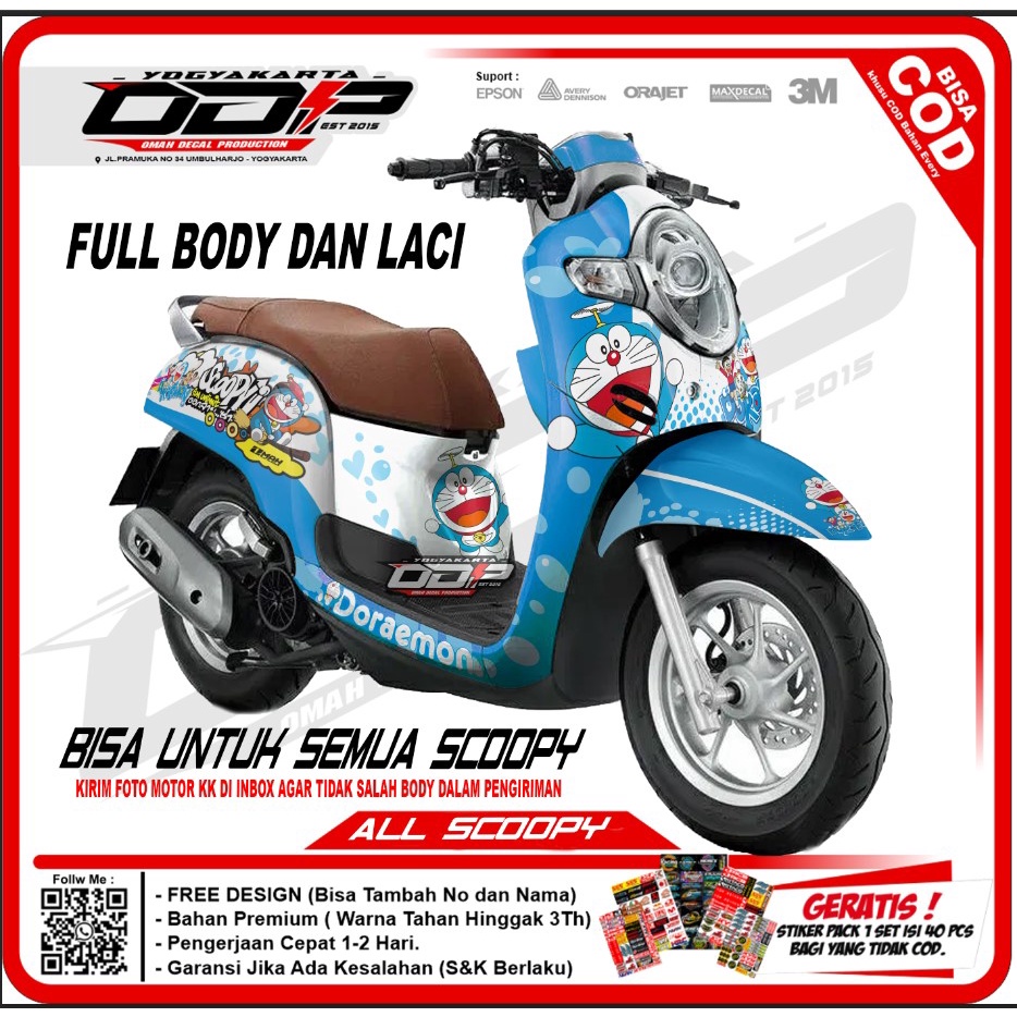 decal scoopy full body dekal stiker striping honda scopy STAYLIS 2021 stiker motor motif DORAEMON 16