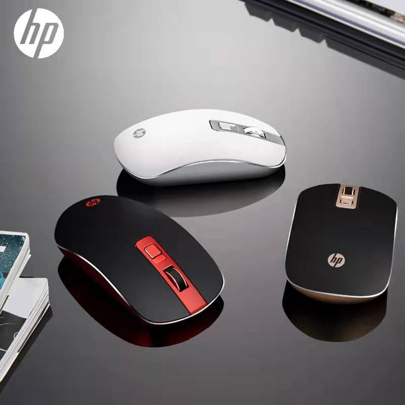 Mouse Hp S4000 NEW nir kabel Free Nano Receiver 2.4Ghz Wireless 800/ 1200/ 1600 DPI Optical Tracking Fusilage Alis Aluminium - Hitam/ Gules/ Emas