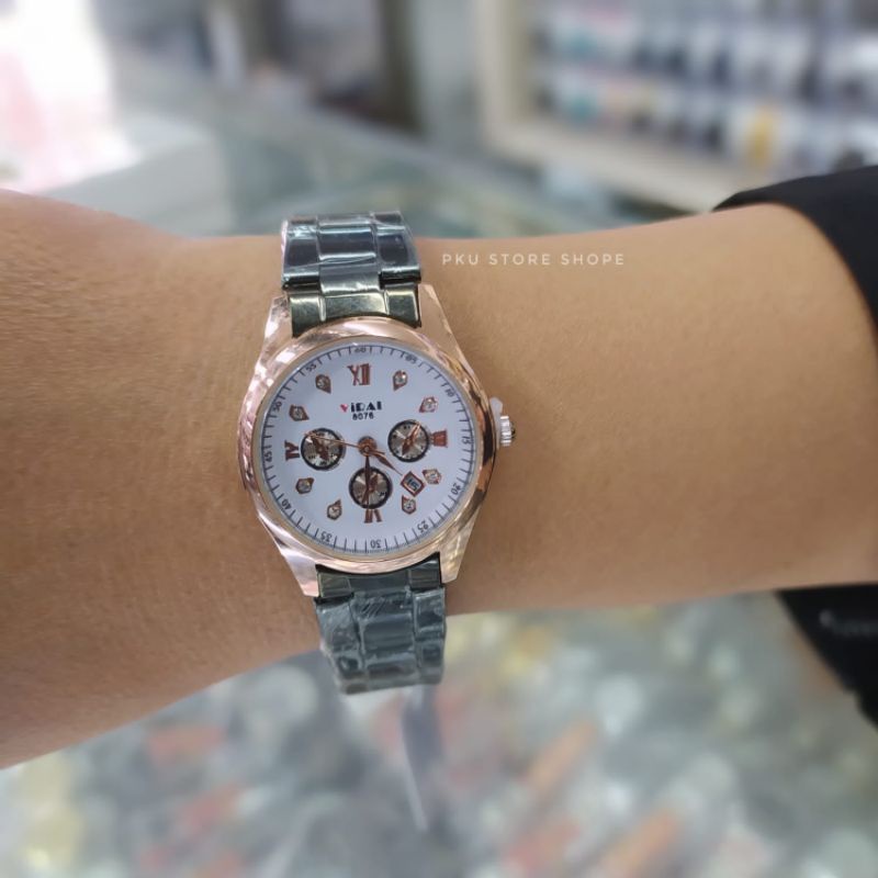 NEW☑️JAM TANGAN WANITA TERBARU VIRAL STRAP RANTAI STAINLISS TANGGAL AKTIF//JAM TANGAN WANITA VIRAL TAHAN AIR//JAM TANGAN WANITA SIMPLE, MURAH BAYAR DI TEMPAT