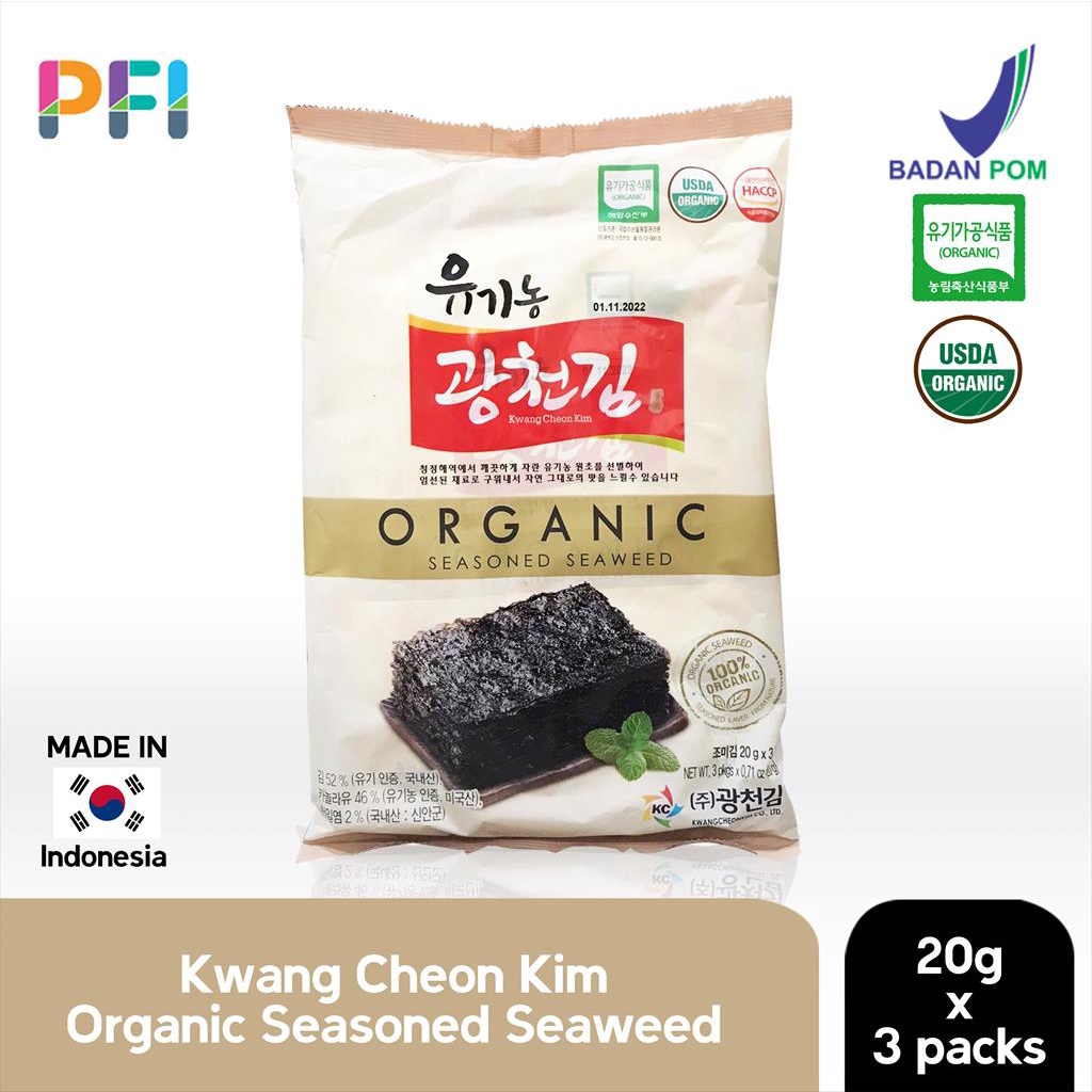

Kimnori Organic Seasoned Sea Salt Seaweed 3x20gr - Rumput Laut Organik Korea