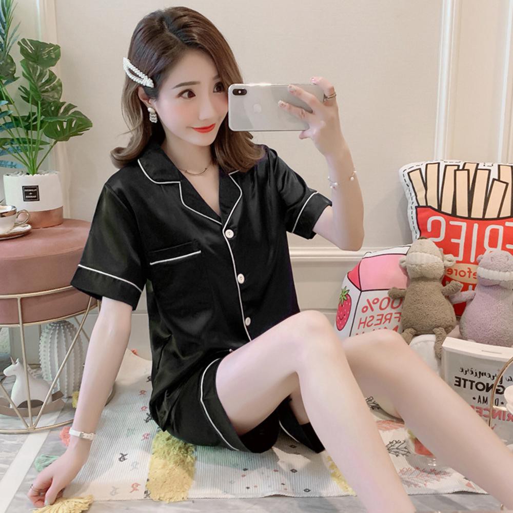 Satin pajama short bahan satin tebal