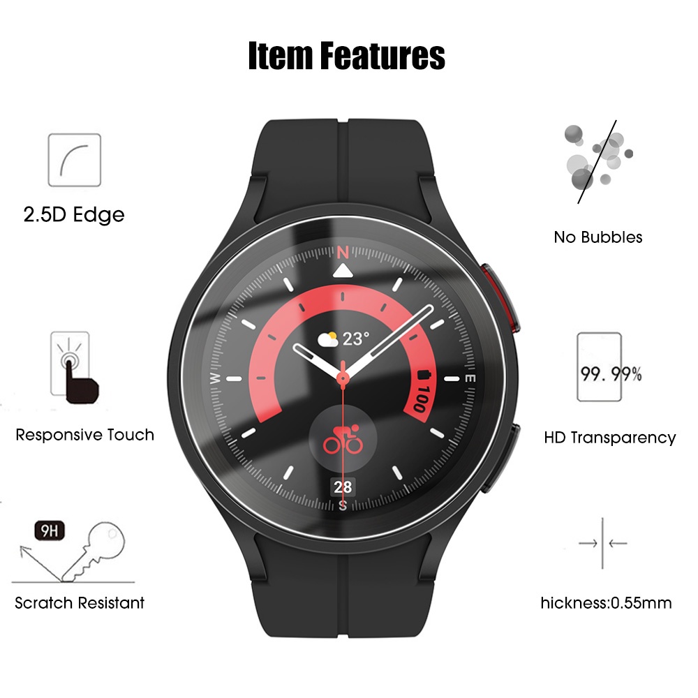 1pc Tempered Glass Pelindung Layar Samsung Galaxy Watch 5 Pro HD Anti Gores