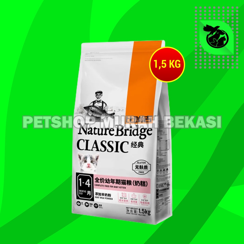 Nature Bridge Baby Kitten Makanan Kering Anak Kucing Cat Food Dry 1.5kg