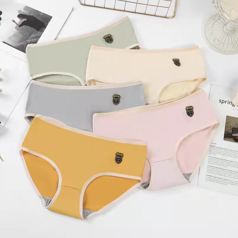 Celana Dalam Wanita  Bahan Katun List Putih Fashion Wanita Brief Seamles Import