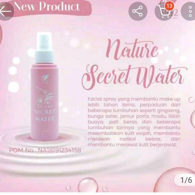 NATURE SECRET WATER SR12 100ML/ MENGATASI JERAWAT / MELEMBABKAN KULIT WAJAH / MEMBANTU MAKE UP TAHAN
