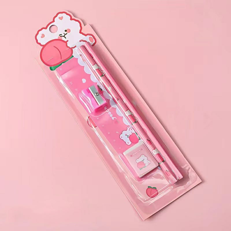 Tempat Pensil Bear Kotak Pensil SET Isi Stationery Alat Tulis Rautan