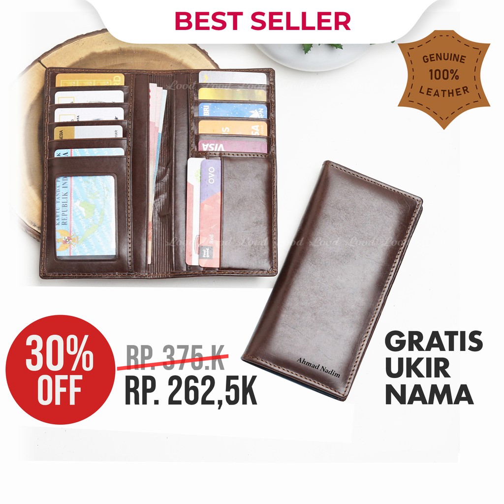 DOMPET PANJANG PRIA WANITA UNISEX KULIT ASLI  ORIGINAL 100% SOWHY LONG WALLET- GRATIS UKIR NAMA