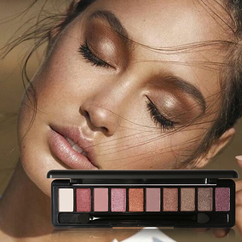 FOCALLURE Shimmer MAtte 10-warna Palet eyeshadow with brush (BPOM &amp; 100% ORI)