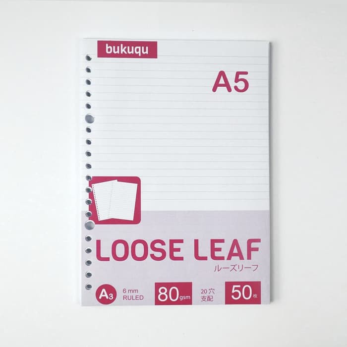 

Murah HVS Loose Leaf (RULED) Kertas Binder/ Isi Notes - (A5) 50 lbr - GARIS A5 Elegan