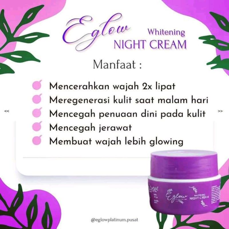 ECER EGLOW PLATINUM DAYCREAM, NIGHT CREAM, TONER, FACIAL WASH