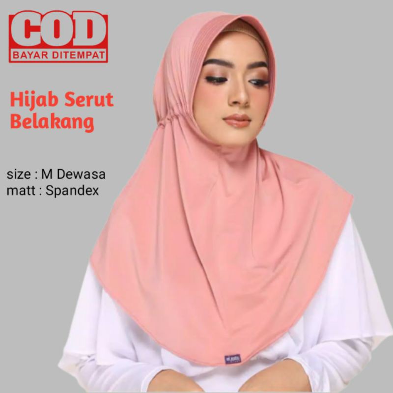 Jilbab Bergo Elzatta Zaria Sahara Kerudung Serut Belakang Hijab Instan Polos