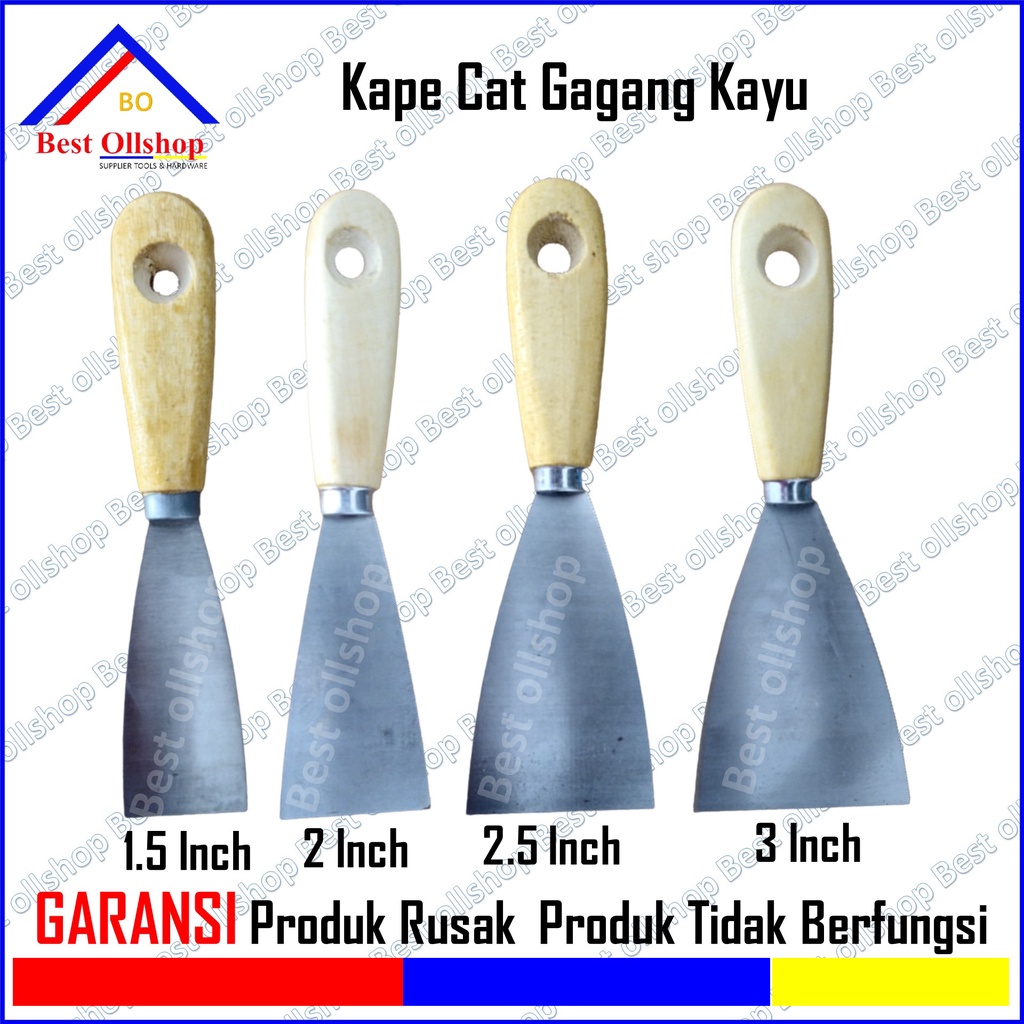 Kapi Cat Gagang Kayu / Kape Cat Spatula Gagang Kayu 1.5 - 2 - 2.5 - 3 Inch