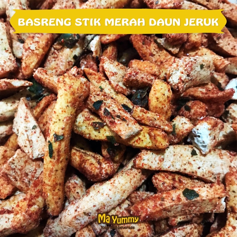 BASRENG DAUN JERUK 500gr (BASO GORENG / SNACK KILOAN / CEMILAN / MURAH MERIAH / JAJANAN ENAK / MAKANAN RINGAN / BASRENG STIK / BASRENG PIPIH)-Stik Merah DaunJeruk