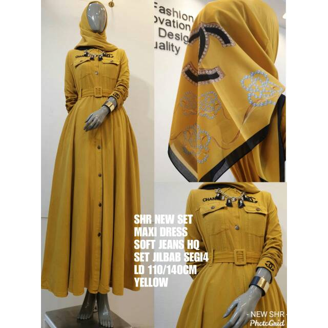 Gamis jeans set hijab ory SHR