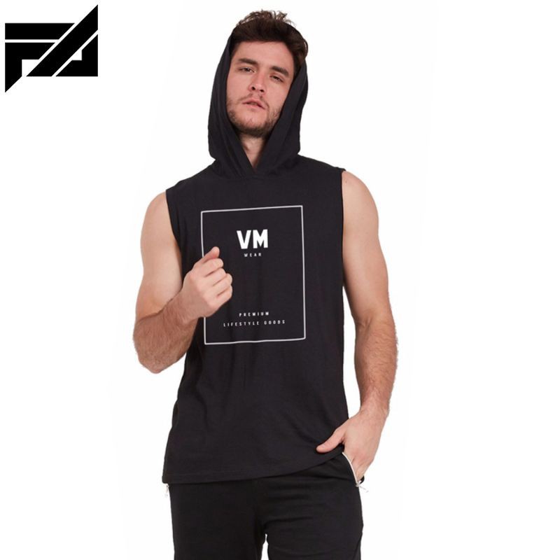 TERBARU VM Kaos Hoodie Singlet Pria Hitam - S