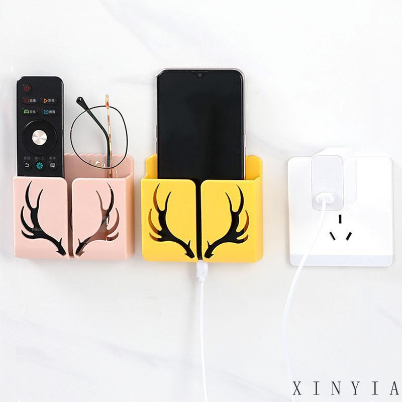 Xia.id Rak Gantung Dinding Desain Tanduk Rusa Holder Remote Control Handphone Untuk Kamar Tidur