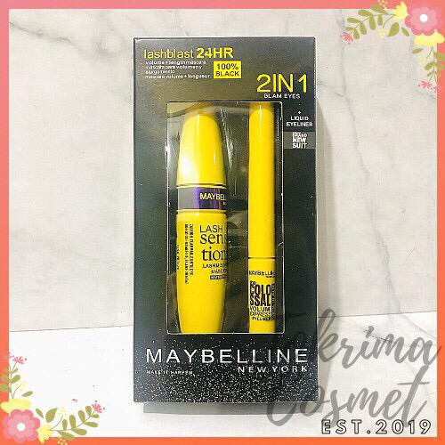 (CYBER) COD TERBARU MAYBELLINE MASCARA + EYELINER 2IN1 SET HITAM