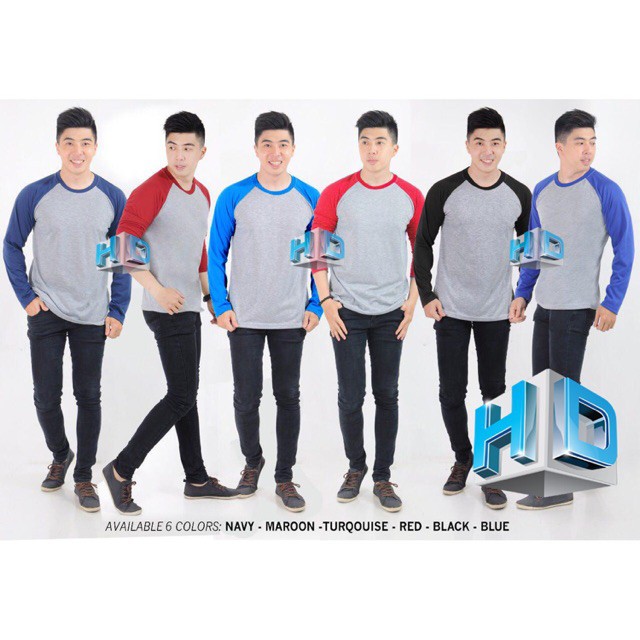 Kaos raglan polos lengan panjang Pria  fashion pria  baju raglan pria