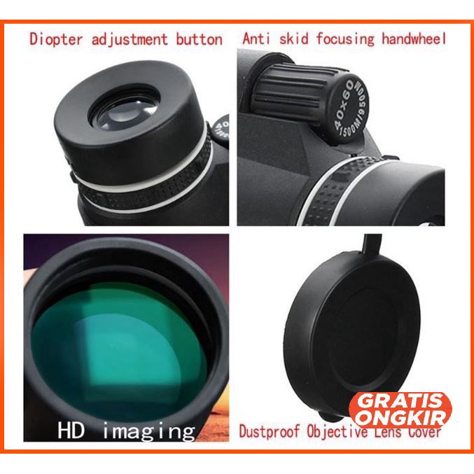 Moge Teropong Monokular Smartphone 40 x 60 Type B