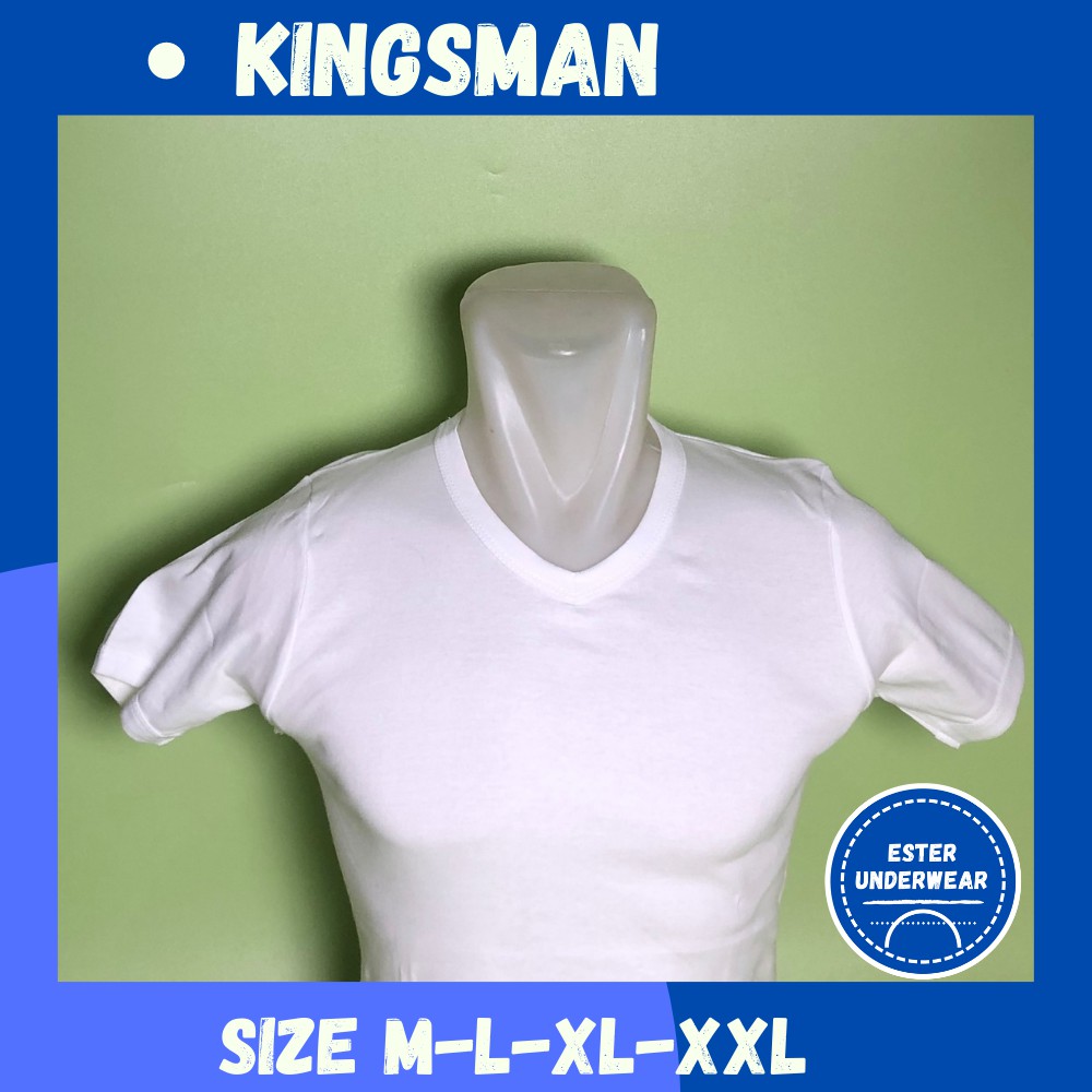 Kaos Oblong V-Neck Kingsman SPV Putih ISI-1 pcs bahan Fine Cotton