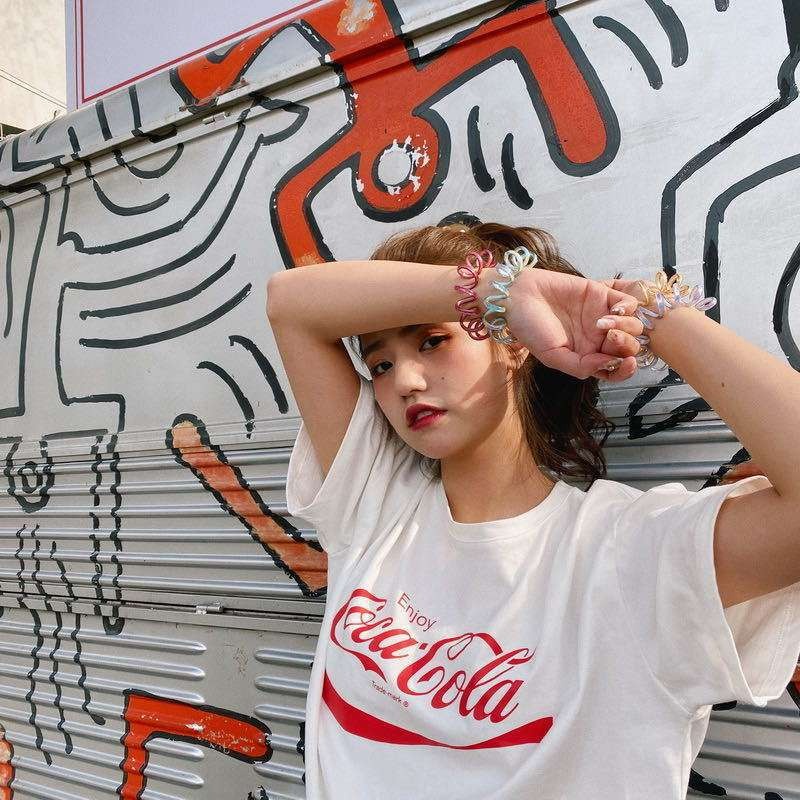 Ikat rambut Spiral Jumbo Tebal Kuncir Rambut Kabel Telepon Karet Rambut Kilap Glitter Spiral Hair Ties-6