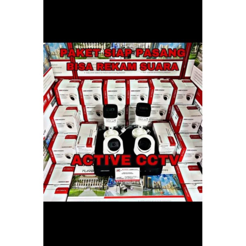 paket camera cctv 4 kamera hikvision 2mp audio built in mic TANPA KABEL