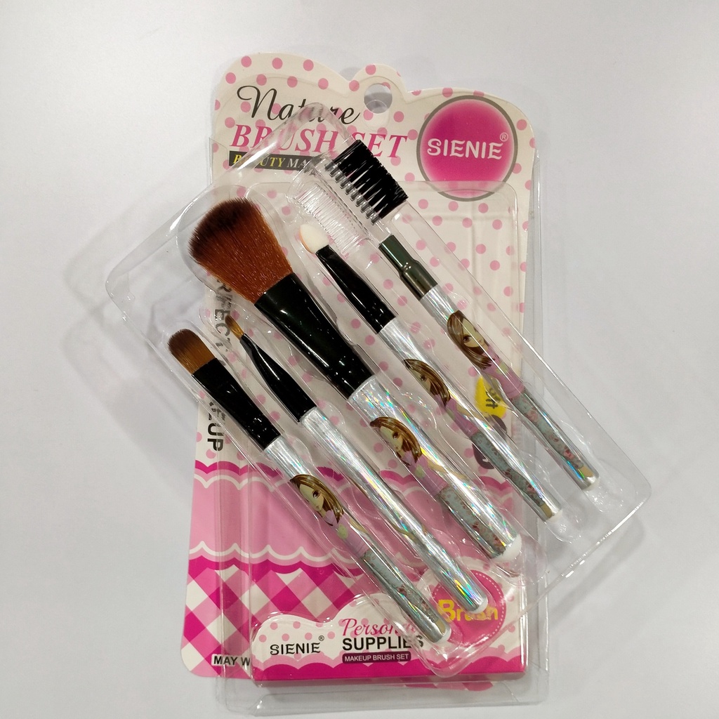 [WS] Kuas Make Up Brush 5pcs/set Kuas Makeup Eyebrow Brush Blush on Brush Eyeshadow Brush Sponge