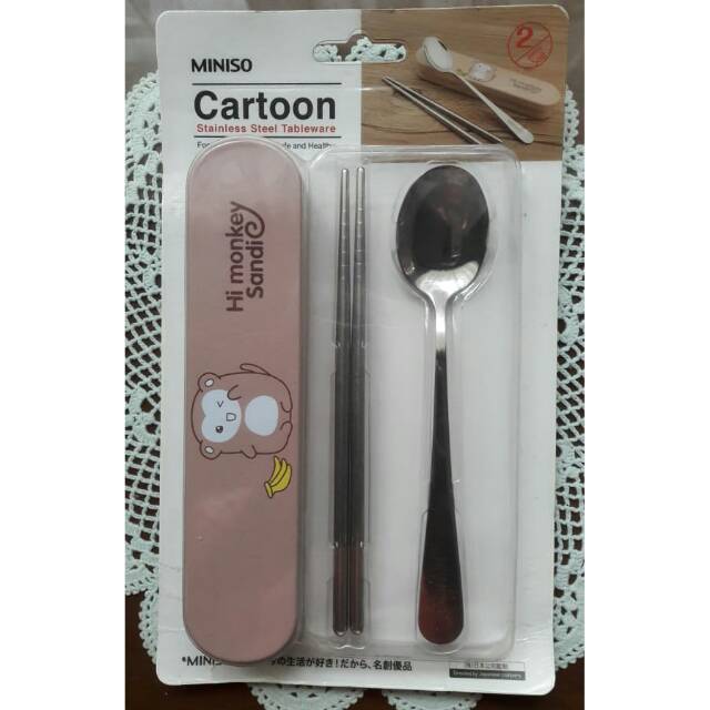 Cutlery set miniso / sumpit sendok miniso / alat makan miniso / sendok dan chopsticks miniso