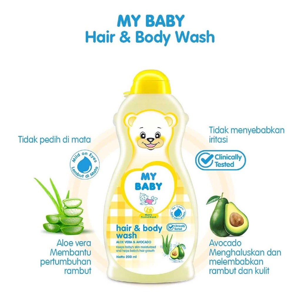 My Baby Hair &amp; Body Wash 200ml - Sampo &amp; Sabun Bayi Cair - Sampo Bayi - Sabun Bayi - Sampo &amp; Sabun B