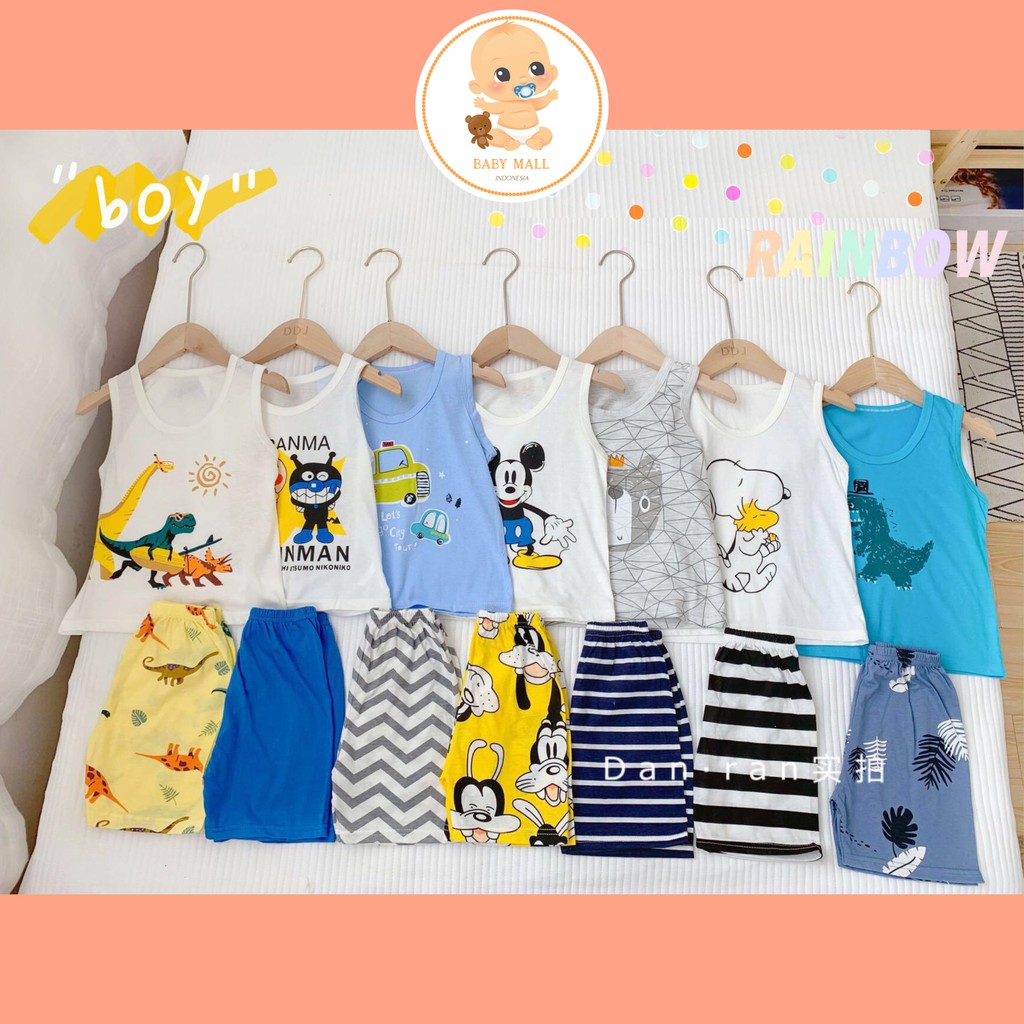 LCH - BOY SERIES Setelan Lengan Buntung / Oblong Baju Tidur Import Anak Bayi Laki Laki