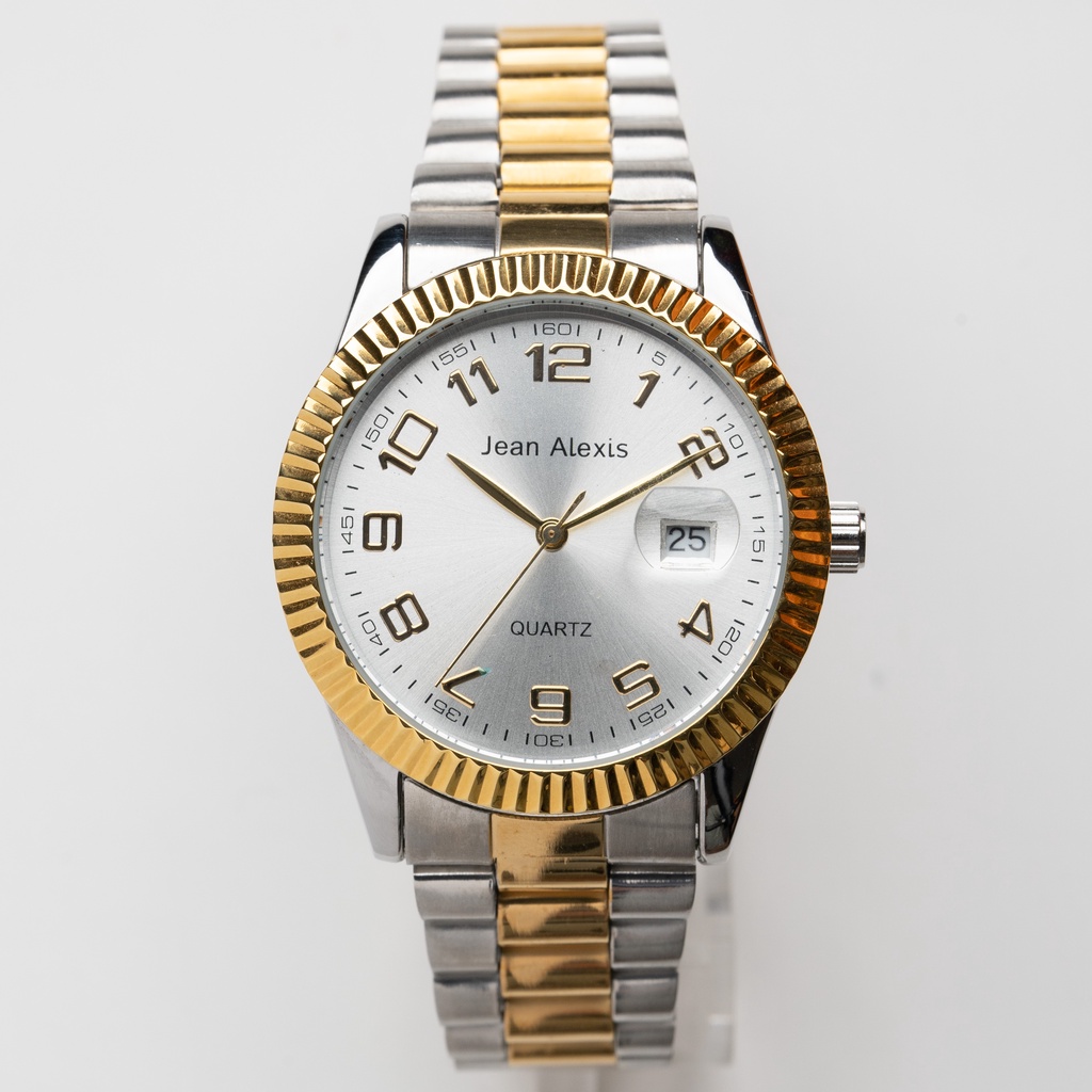 Jam Tangan Rantai Pria Cowok Anti Air Jean Alexis Prestige JA120 Datejust White Dial - Pria (38mm)