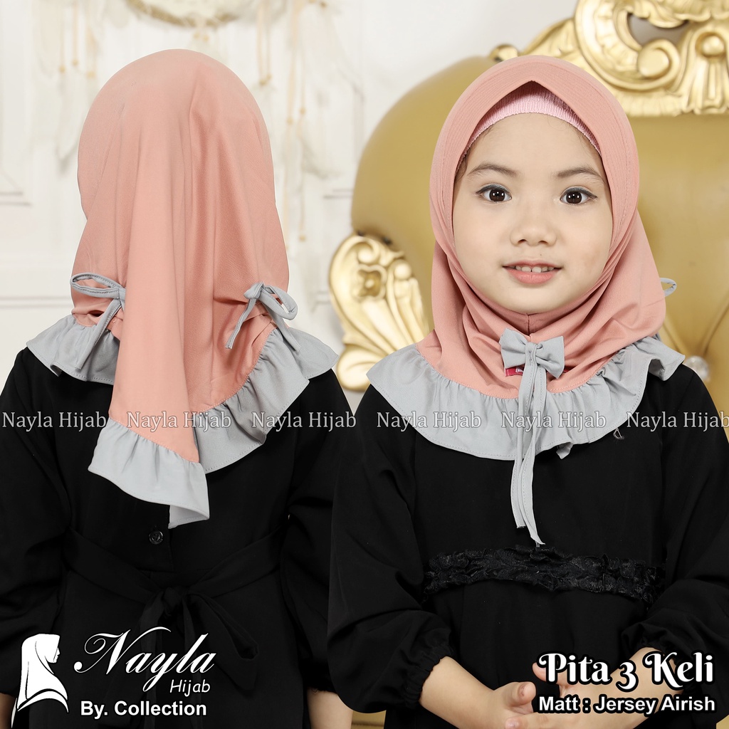 Kerudung Anak Instan Model PITA 3 KELI Jersey Airis Hijab Anak Jersey Original Nayla Hija'b