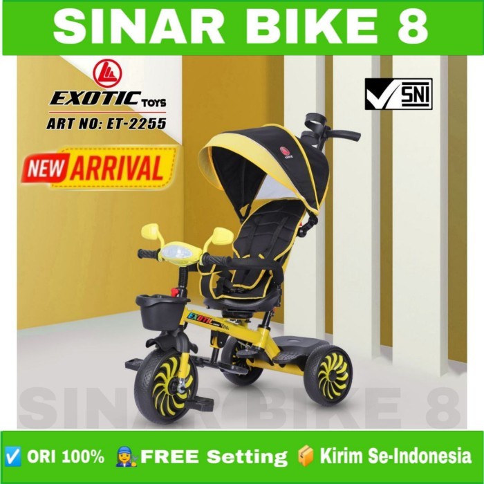 SepedaTricycle anak Roda Tiga 3 EXOTIC ET-2255 Kursi Putar Musik Sandaran Rebah