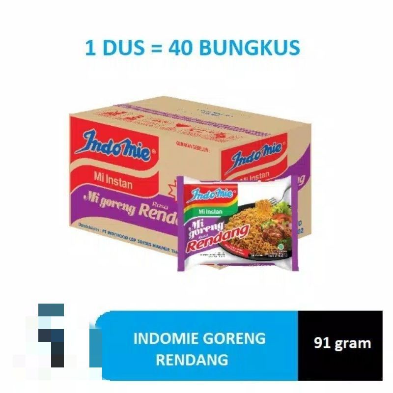 

Indomie goreng rendang isi 40bks perkarton