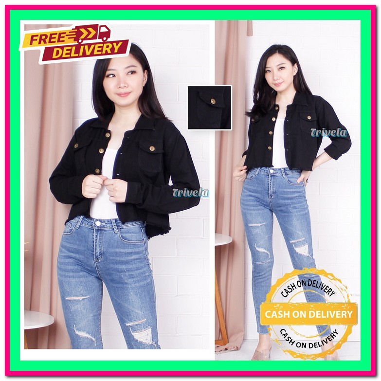 Jaket Jeans Kekinian Cewek Levis Wanita Jins Import Denim Jacket Ec505 [Jaket Giska Ro] Jaket Wanit 