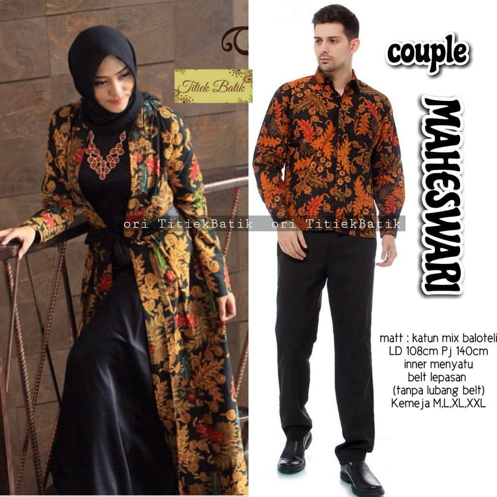 Maheswari couple  batik long  dress  gamis batik kemeja  