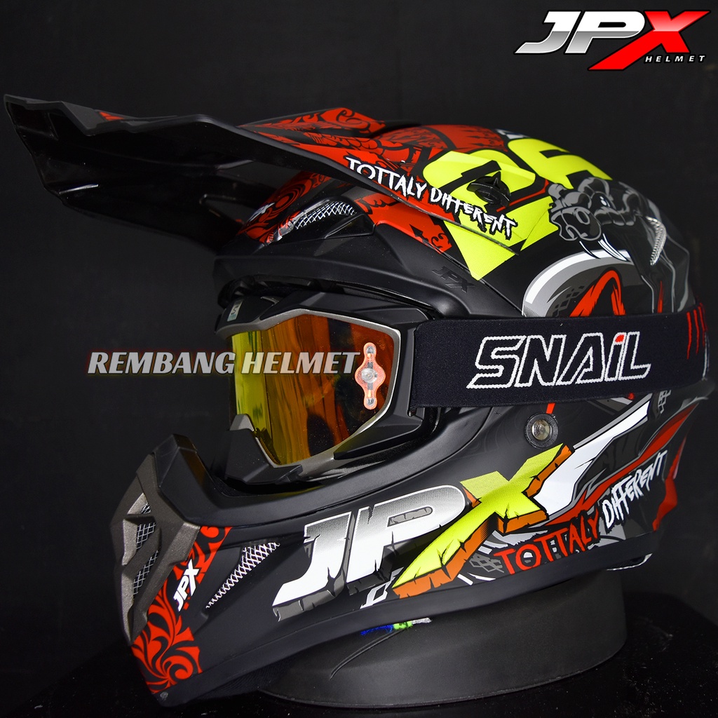 HELM JPX CROSS_FOX1 X16 - BLACK DOFF PAKET GANTENG GOOGLE SNAIL HELM JPX KLX ORIGINAL HELMET MOTO TRAIL SUPERMOTO HELM FULL FACE MOTO CROSS TERBAIK TERMURAH-MX36 MATT GREY/RED