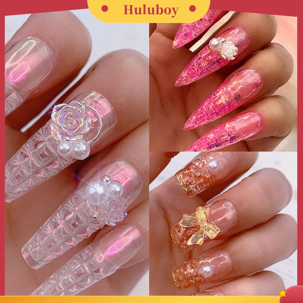 Huluboy Huluboy♡ 500pcs / Box Kuku Palsu Full Cover Transparan Untuk Manicure