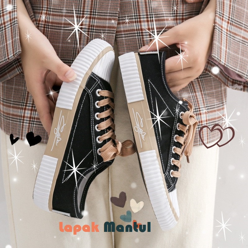 LM-0250 [ Bisa COD ] Sepatu Sneakers Canvas Wanita Original Import sytel Korea-Sepatu Canvas Wanita Import sytel Korea High Quality