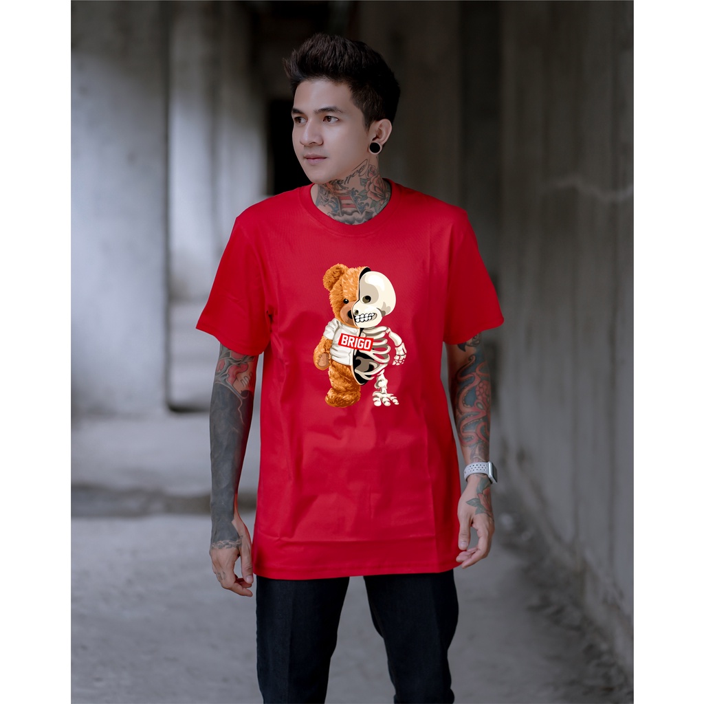 Kaos Distro BRIGO Beruang Two Face || BRIGO Kaos Lengan Pendek Bear Two Face || Kaos Katun Combed M-XL ( Pria &amp; Wanita )