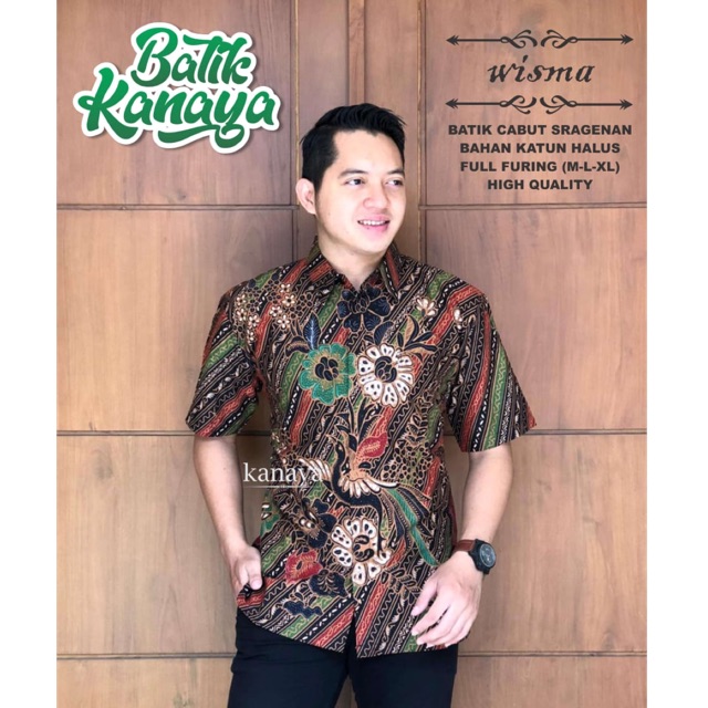 Batik Pria WISMA Katun Cabut Halus Sragenan Full Furing Termurah