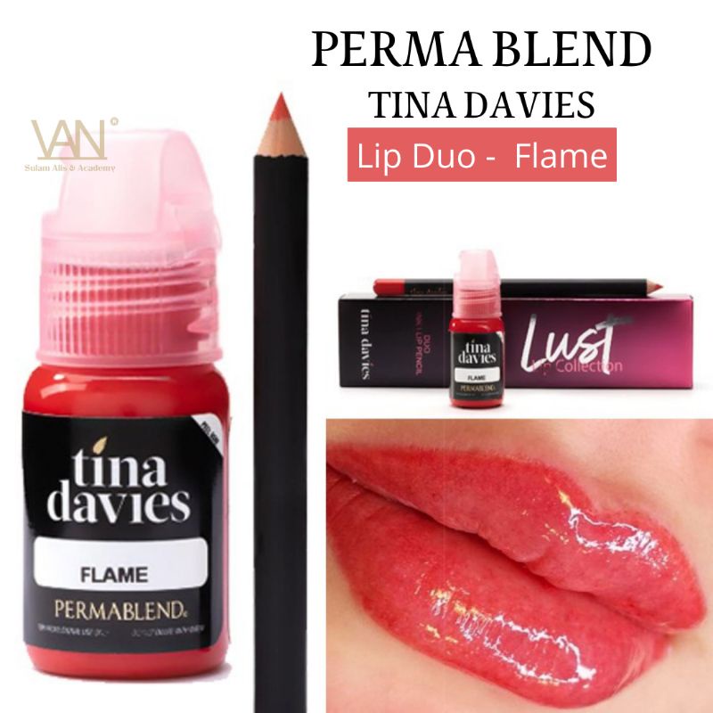 Tinta Permablend X Tina Davies Lip Duo - Flame Original Made in USA 15ml