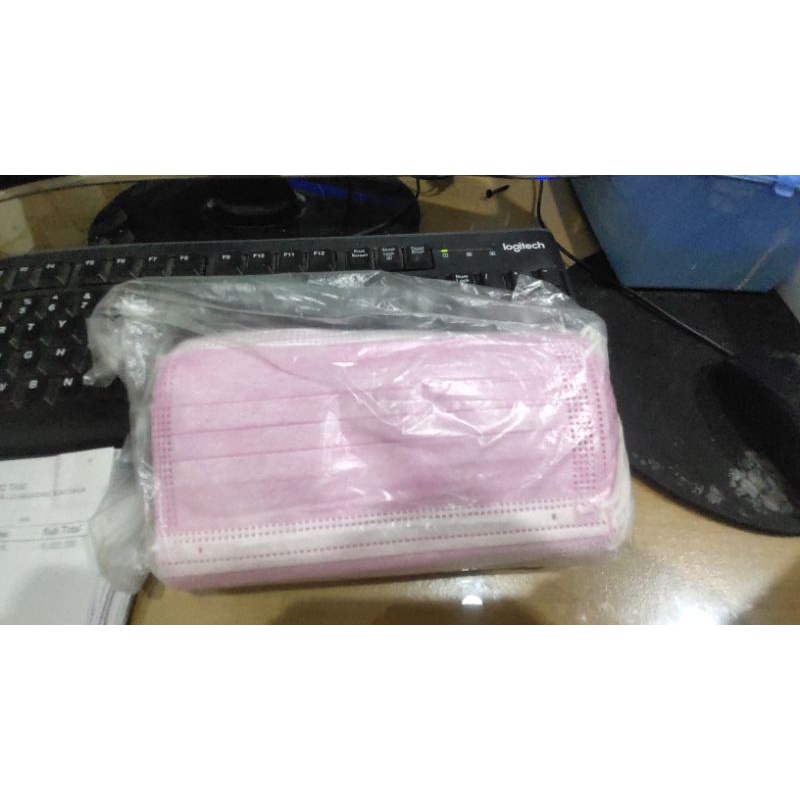Masker 3 Ply earloop pink