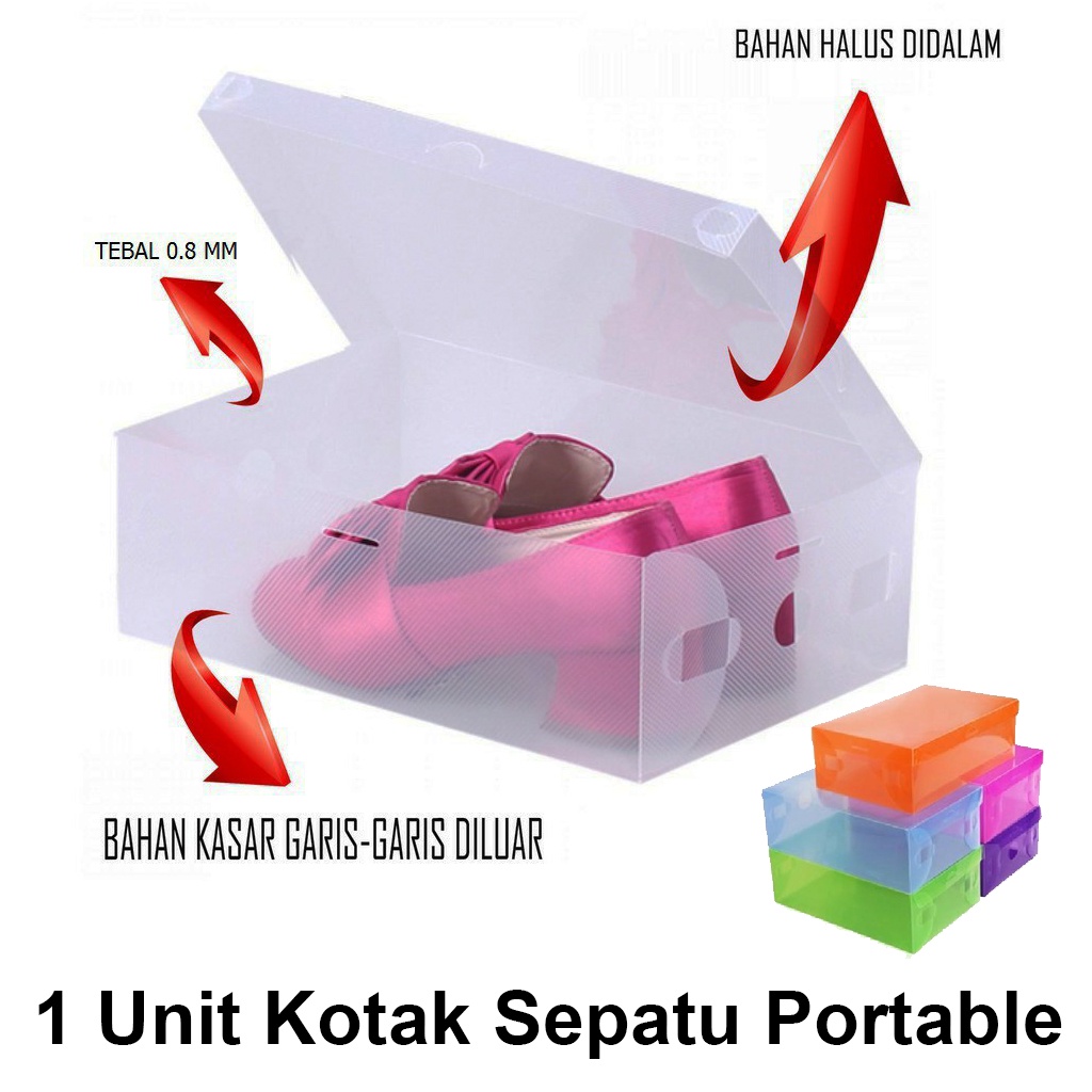 Kotak Sepatu Transparan Tebal Warna Random / Transparant shoes box / kotak sepatu palstik transparan