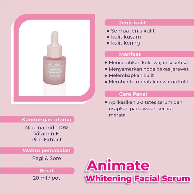 ANIMATE FACE SERUM WAJAH 20ML SKINCARE WANITA KOSMETIK TERBARU