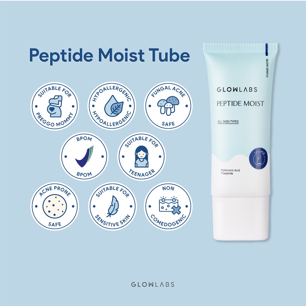 Glowlabs Peptide Moist 20gr ( Moisturizer for All Skin Type, Acne Prone Friendly)