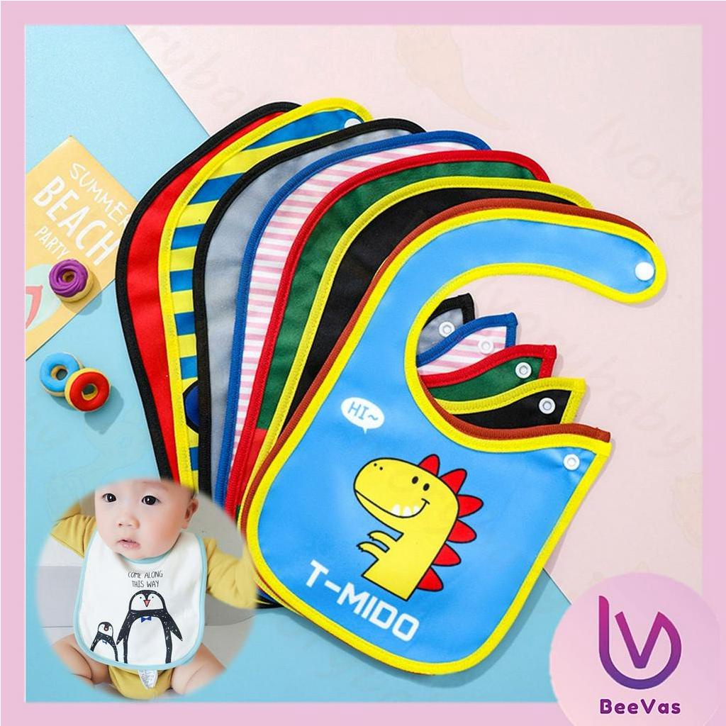 BV.ID CL1171 Celemek Makan Apron Waterproof Anak Bayi Slabber Plastik Baby Motif Karakter Lucu