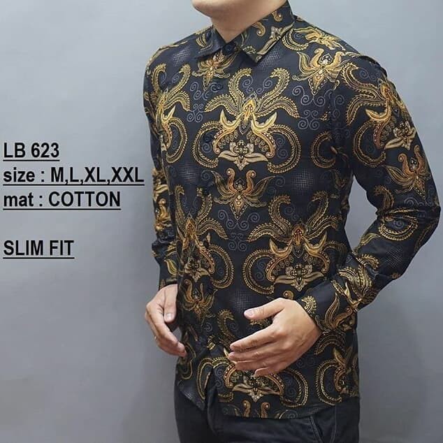 LB623 KEMEJA BATIK PRIA SLIM FIT MEWAH UNIK BAJU BATIK PRIA BEST SELLER