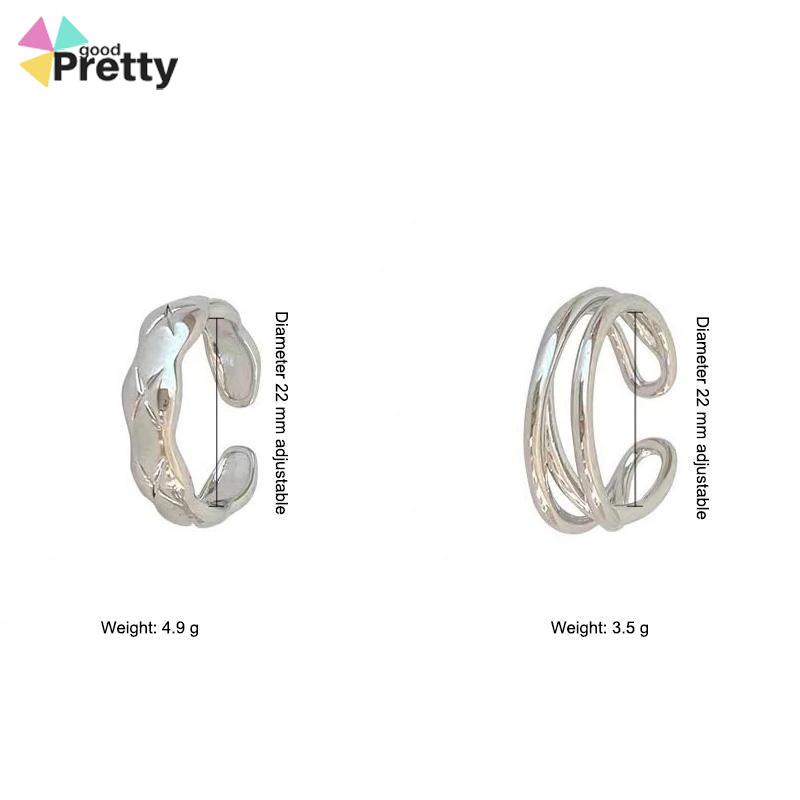 Fashion Wanita Kepribadian Desain Relung Yang Dapat Disesuaikan Cincin Sederhana Dua Lapisan Cross Set - PD
